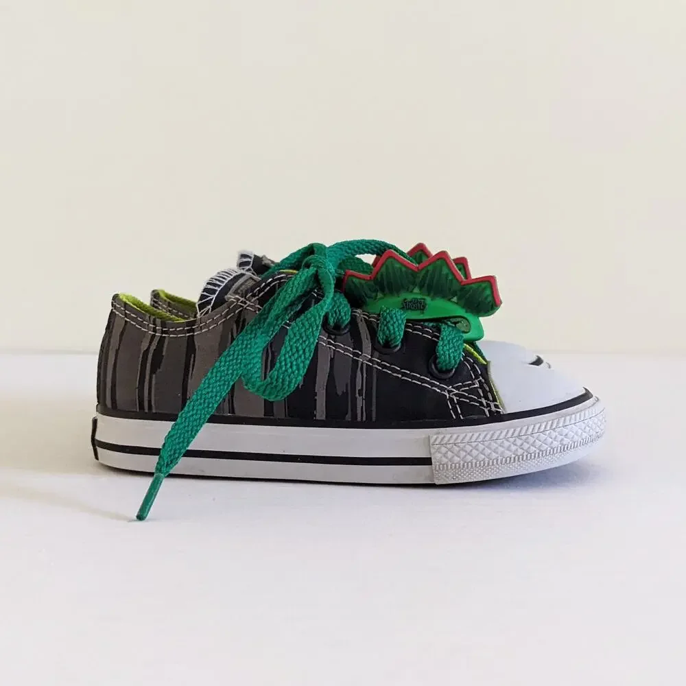 Converse Chuck Taylor Sz 8 All Star Oxford Black/Bold Lime (754410C) Dinosaur